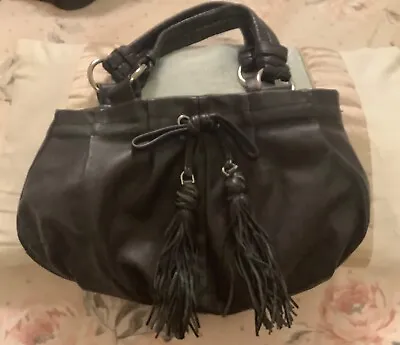D22g Dollargrand Designer Soft Black  Leather Handbag With Tassels • £7.99