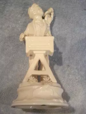 VINTAGE WHITE PORCELAIN ORGAN GRINDER W/MONKEY FIGURINE (MADE IN ITALY) • $35