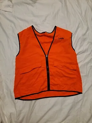 Cabela's Blaze Orange Polyester Zip Hunting Vest W 2 Outer Pockets EUC • $32.99
