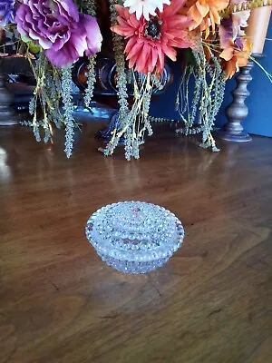 Vintage Hobnail Clear Glass Covered Trinket Dish • $35