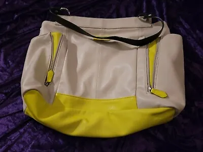 SHOULDER BAG Hand Shoulderbag By MICHE - 12x16 INCHES - Off-White/Tan & Yellow  • $29.95