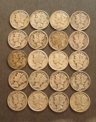 20 Mercury Dimes - 90% Silver Lot * $2.00 Face Value * - (P3964) • $52.50