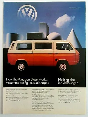 1982 VOLKSWAGEN VANAGON DIESEL Best Mileage Van In America Magazine Ad • $12.99