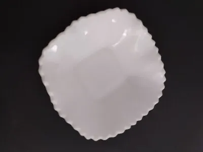 Vintage Milk Glass Square Bowl Diamond Hobnail 5 3/4 X 5 3/4 Inches • $8