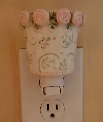 Pink & White Votive Holder With Flower & Leaf Pattern Custom Made Night Light  • $14.99