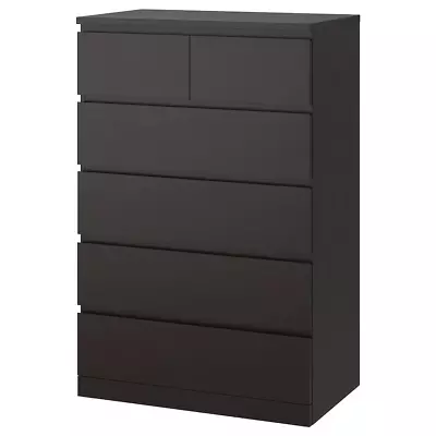 IKEA MALM Chest Of 6 Drawers Black-brown 80x123 Cm • $75