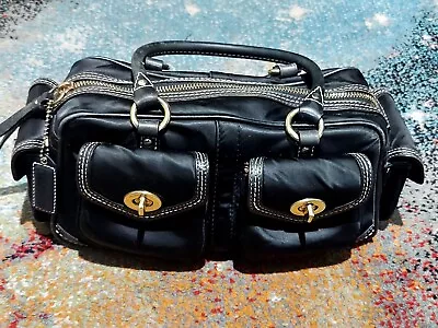 Black Coach K05J 4452 Vintage Black Leather Satin Satchel Bag Purse  • $27.90