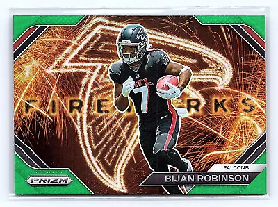 2023 Panini Prizm Bijan Robinson Fireworks GREEN Prizm Rookie Card -#F-24 Falcon • $4.99