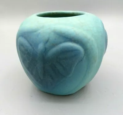 Van Briggle Art Pottery Butterfly / Moth Vase Turquoise • $49