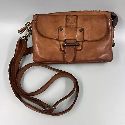 Harbour 2nd Cognac Genuine Leather Clutch Purse / Belt Bag Crossbody 3 Pocket • $32