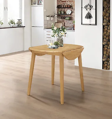 Small Wooden Kitchen Drop Leaf Round Dining Table In Oak Finish |100% Solid Wood • £139.99