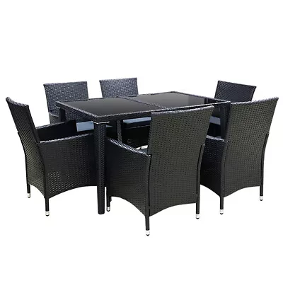 Gardeon 7pcs Outdoor Dining Set Table Chair Patio Furniture Wicker Rattan Garden • $586.16