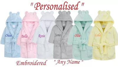 Personalised Baby Robe Bath Embroidered Dressing Gown Boy Girl Gift Crown Soft • £14.88