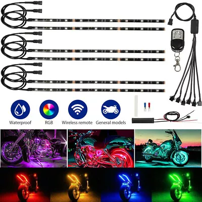 6X Motorcycle Led Lights Wireless Remote 18 Color Neon Glow Light Strips Kit US • $20.79