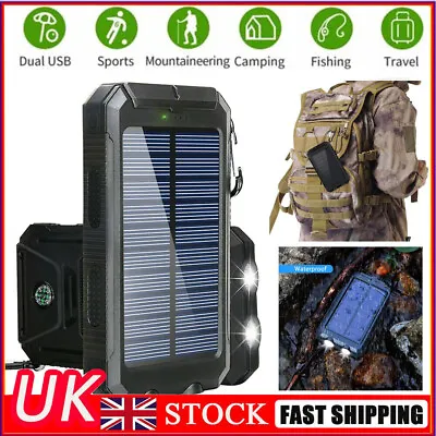 9000000mAh Solar Power Bank 2USB LED Fast Charger Battery Pack Charger For Phone • £9.99