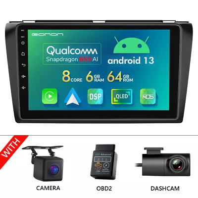 CAM+OBD+DVR+CarPlay Android 13 8Core 6+64 Car Stereo Radio For Mazda 3 2004-2009 • $479.99