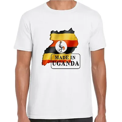Mens Made In Uganda T Shirt - Flag And Map Country Gift Tee • £10.99