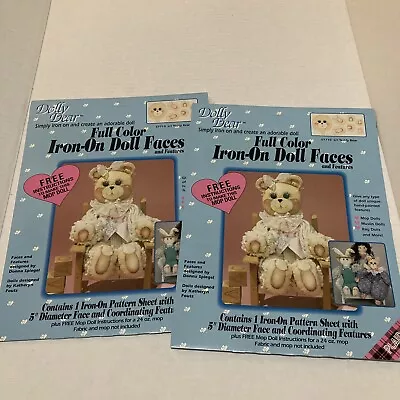 Full Color Iron On Doll Faces Lil Teddy Bear 5” Diameter Dolly Dear Lot Of 2 New • £11.11