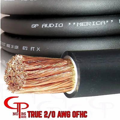 25 Ft TRUE AWG 2/0 Gauge OFC COPPER Power Wire BLACK Ground Cable GP Car Audio  • $189.99