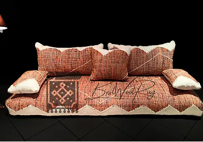 Stuffed Moroccan Floor Couch Set With Cushions Floor Sofa  Arabic Couch • $450