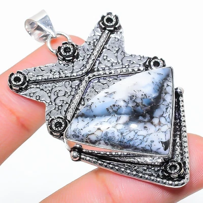 $7.99 • Buy Dendrite Opal Gemstone Handmade 925 Sterling Silver Jewelry Pendant 2.29  V959