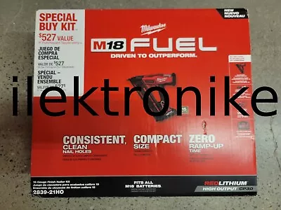 Brand NEW Milwaukee M18 FUEL 15-GA Angled Finish Nailer Kit 2839-21HO • $309.99