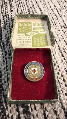 Vintage Red Cross Hong Kong Blood Donor Badge Pin Collectable Boxed • £5.99