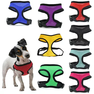 Dog Harness Adjustable Puppy Restraint Outdoor Mesh Breathable Pooch Pulling Pet • £3.20