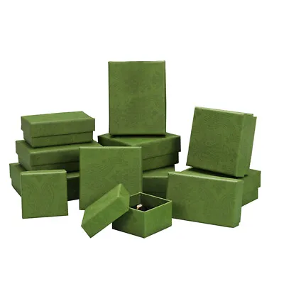 Vintage Green Paper Jewelry Gift Empty Packaging Boxes With Sponge Fill Padd Ⓢ • $2.36