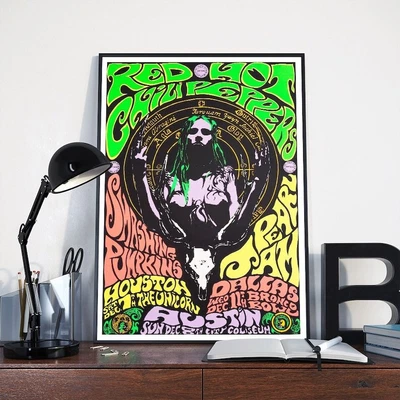 $21.95 • Buy Red Hot Chiili P3ppers-Pearl Jam-Sm3shing Pumpkins 1991-Texas- Concert Poster