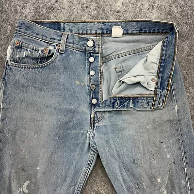 VINTAGE Levis 501 Jeans Mens 33x32 Blue Medium Wash Straight Button Fly 90s • $31.96