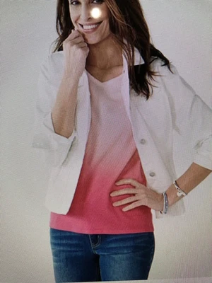 $7 • Buy Women's Croft & Barrow Classic V-Neck Tee PINK DIP DYE ~ Size X-LARGE