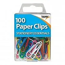 100 Tiger Multi Coloured Paper Clips Stationery Home School Office Document • £2.89