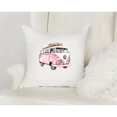 VW Campervan Cushion Cover Water Colour Cushion - Campervan Camping • £8.99