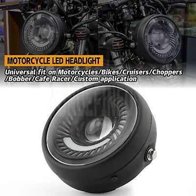 6.5'' Motorcycle LED Headlight Lamp DRL Universal For Harley Bobber Cafe Racer • $33.98