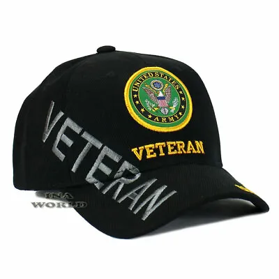 U.S. ARMY Hat ARMY VETERAN Military Official Licensed Baseball Cap- Black/Gold • $14.85