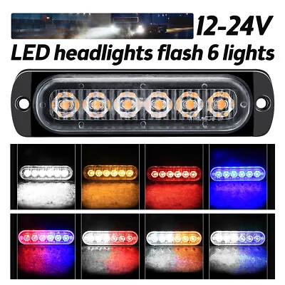 6 LED Amber Car Truck Emergency Beacon Warning Hazard Flash Strobe Light Bar NEW • $9.49