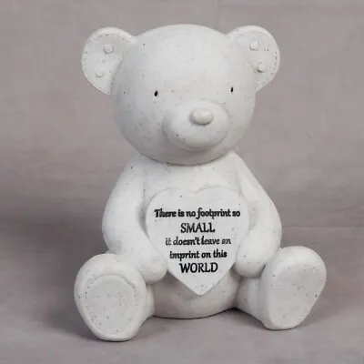 Baby And Child Graveside Thoughts Of You Teddy Memorial Stone With Heart Plaque • £16.19