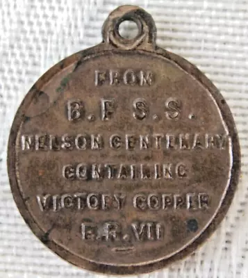 George V Lord Horatio Nelson Bfss Ship Hms Victory Copper Medal Medallion Fob • £14.99