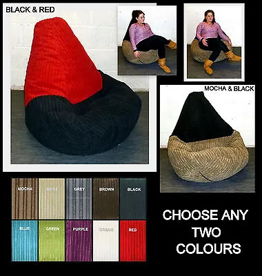 £58 • Buy Teardrop Beanbag Chair Washable Chunky Jumbo Cord Loose Cover Bean Bag Armchair
