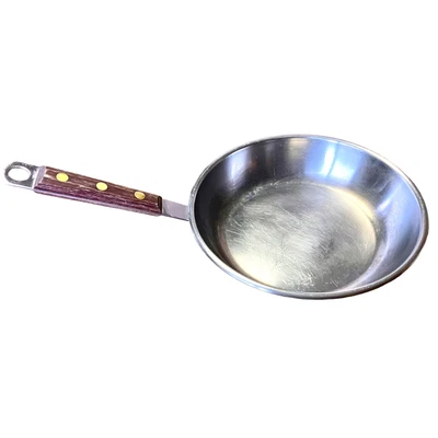 $26 • Buy Vintage Cuisinarts 7  Stainless Steel Skillet Omelet Sautee Pan Teak Wood Handle