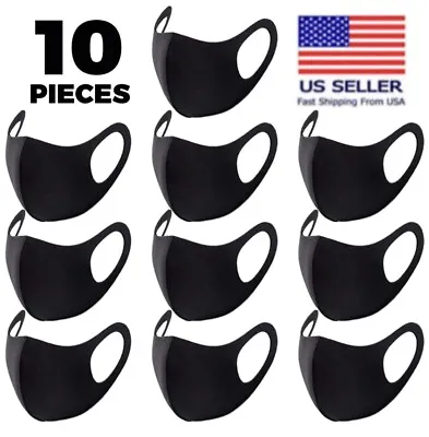 10 Pack Fashion Black Face Mask Reusable Washable Breathable Unisex Adult USA • $7.49