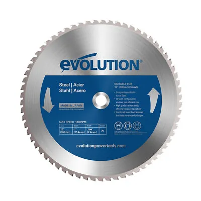 $150.99 • Buy Evolution 15 In. 70T, 1 In. Arbor, TCT Mild Steel And Ferrous Metal Blade