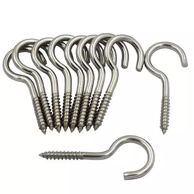 Screw In Hooks Marine Grade Stainless Steel Or Zinc Plated Boat Garden Cup Hook • £3.53