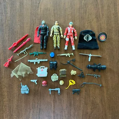 Vintage Hasbro Gi Joe Cobra Figure Weapon Helmet Backpack Lot Destro Life-line • $31