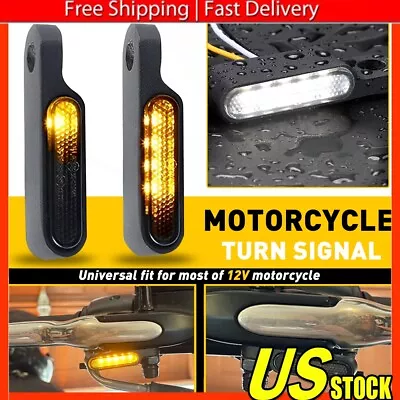 Mini Motorcycle LED Turn Signals Blinker Lights White Amber For Kawasaki Chopper • $15.99
