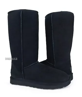 UGG Classic Tall II Black Suede Fur Boots Womens Size 7 -NEW- • $142.45