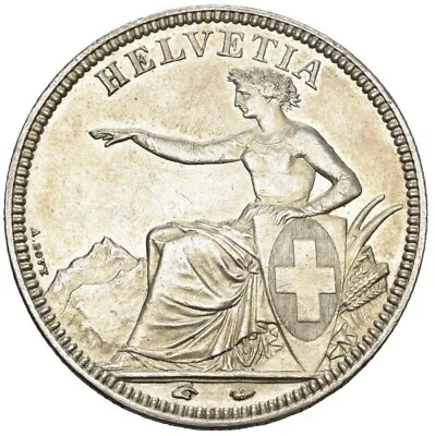 Switzerland 1851 A 5 Francs Seated Helvetia Original Toned • $819