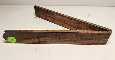 VINTAGE LUFKIN No #781 BOXWOOD 24  FOLDING RULER BRASS HINGES & EDGES FREE SHIP7 • $25.55