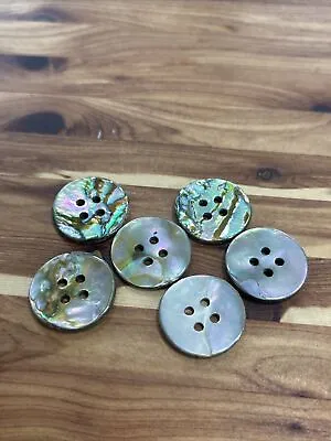 Lot Of 6 LARGE 0.8 Inch Vintage Old Stock  ABALONE Flat Shell Buttons • $25